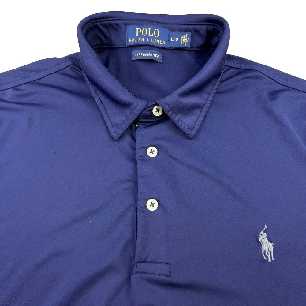 Polo Ralph Lauren Performance Polo Shirt Mens Large Blue Stretch Golf